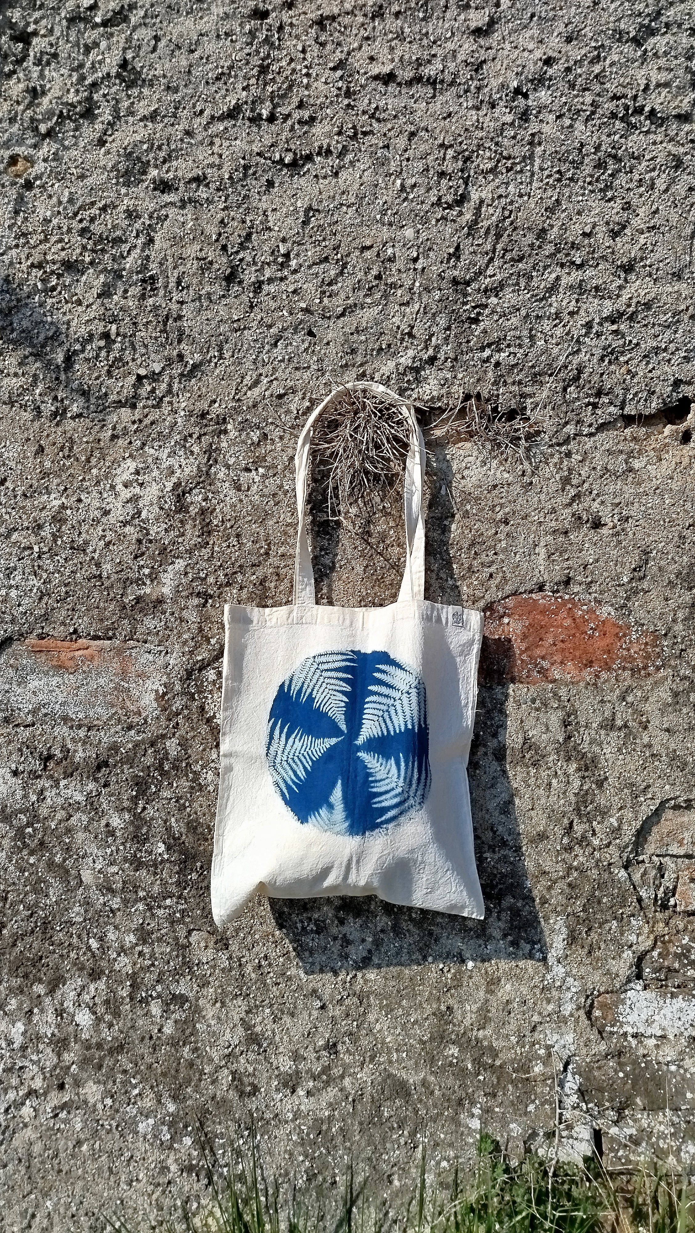 Shopper in cotone con cianotipia di felce