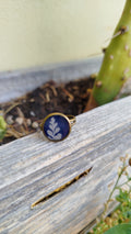 Anello regolabile con cianotipia di felce