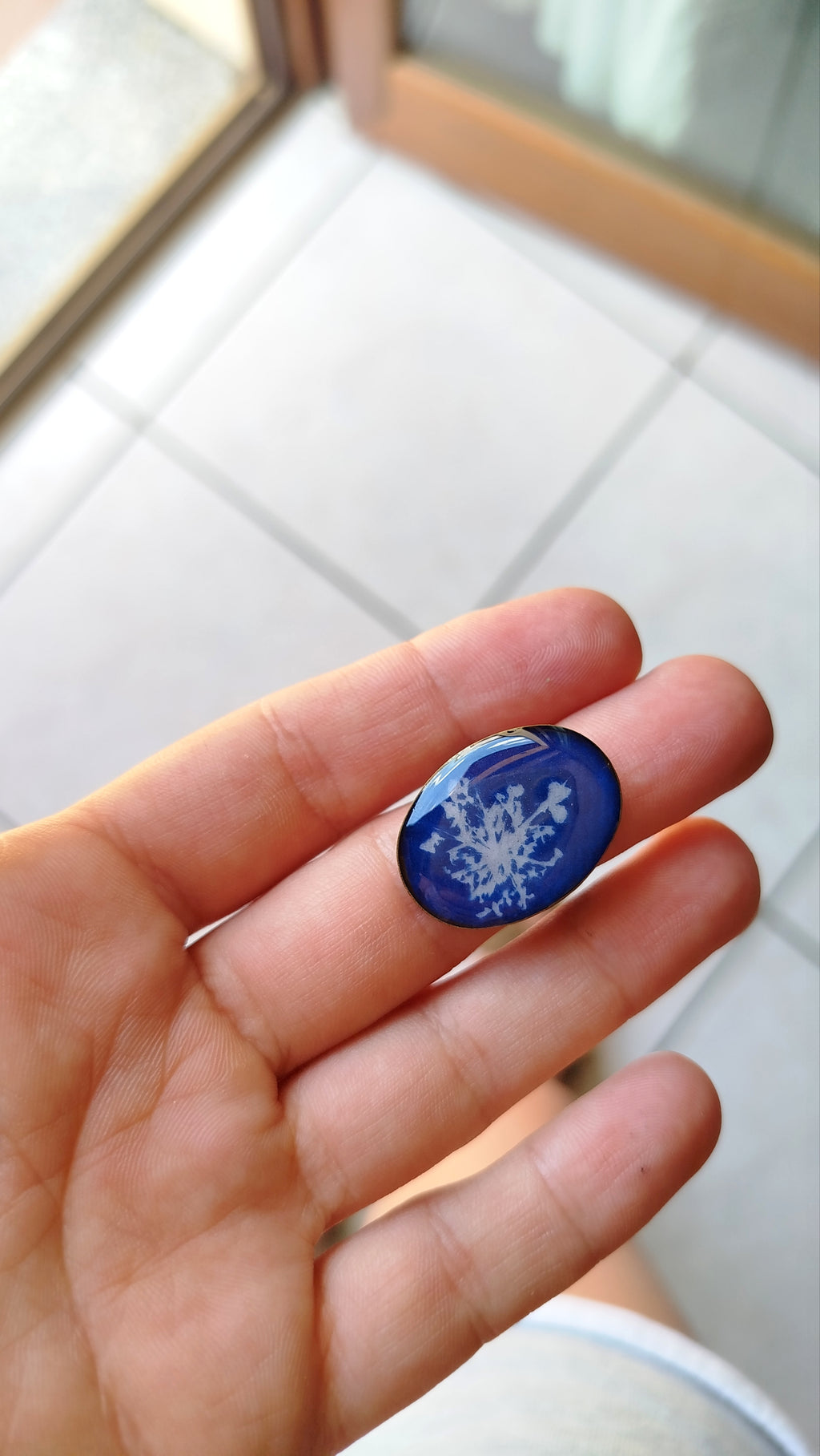 Anello regolabile con cianotipia di carota selvatica