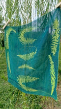 Foulard in seta con cianotipia di felce