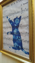 Quadretto con cianotipia su spartito
